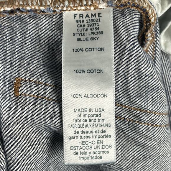 Frame Le Piper Jeans Womens 26 Blue Sky Cropped Mid Rise Rigid Cotton Distressed - Picture 15 of 16